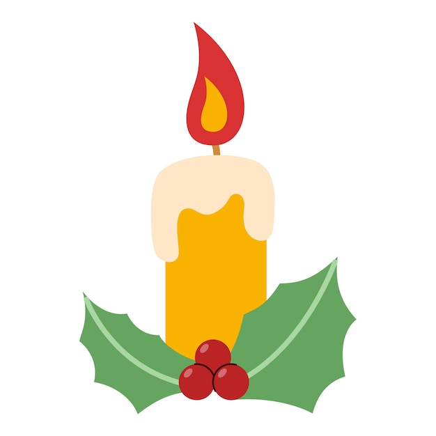 Vector flat christmas candle element christmas event vector illustration