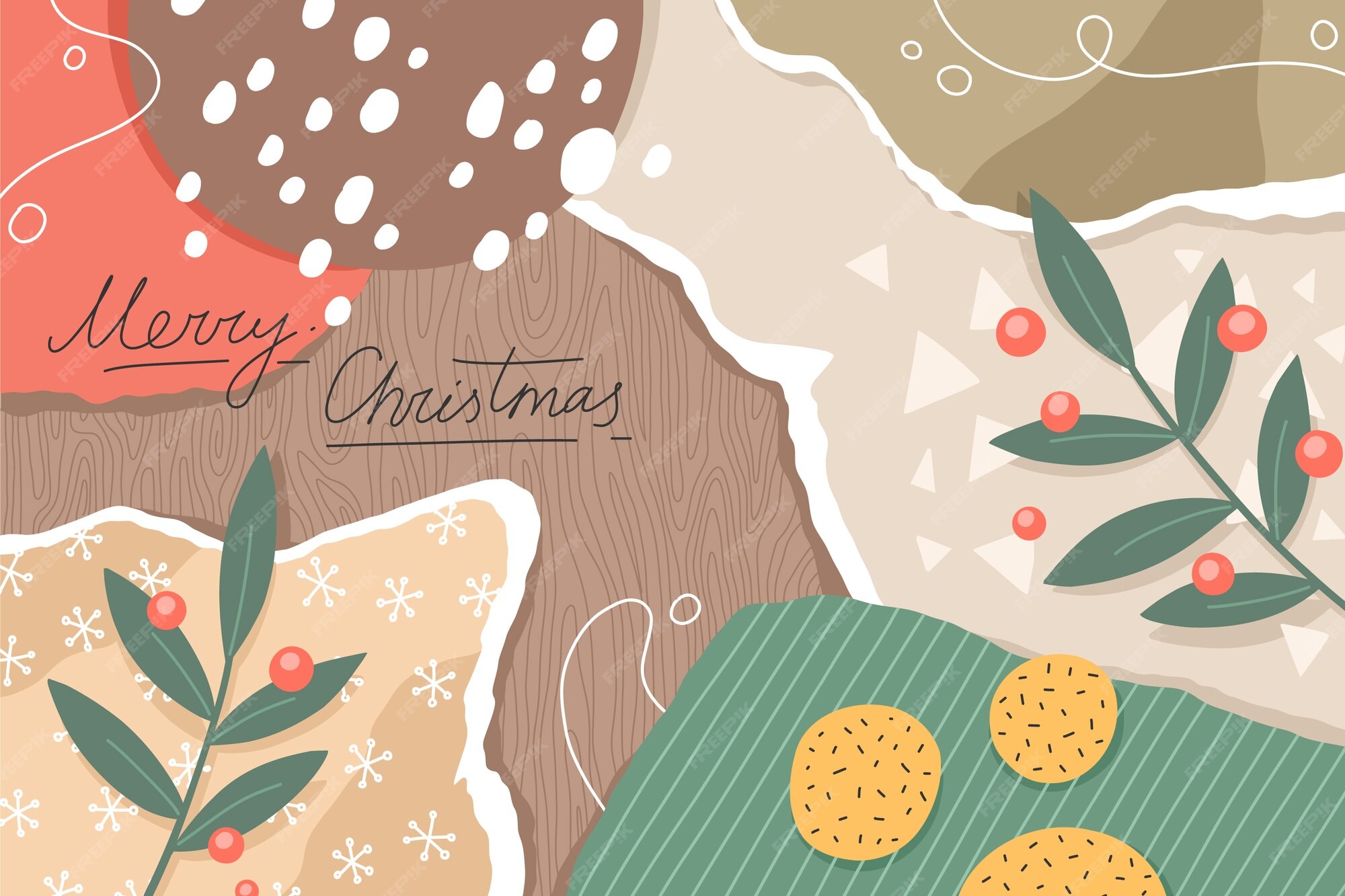 Premium Vector Flat christmas collage template Premium Vector Flat christmas collage template