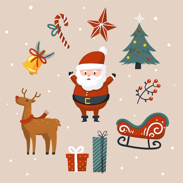 Vector flat christmas element collection