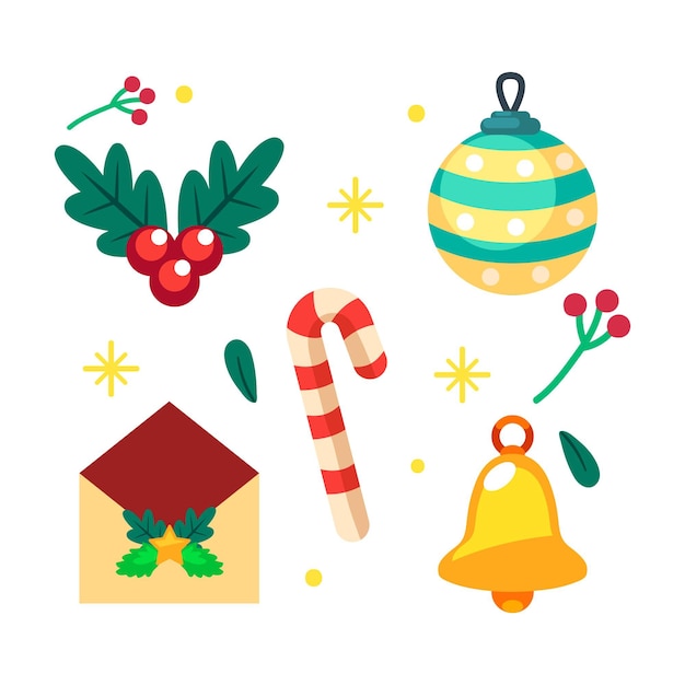 Vector flat christmas element collection