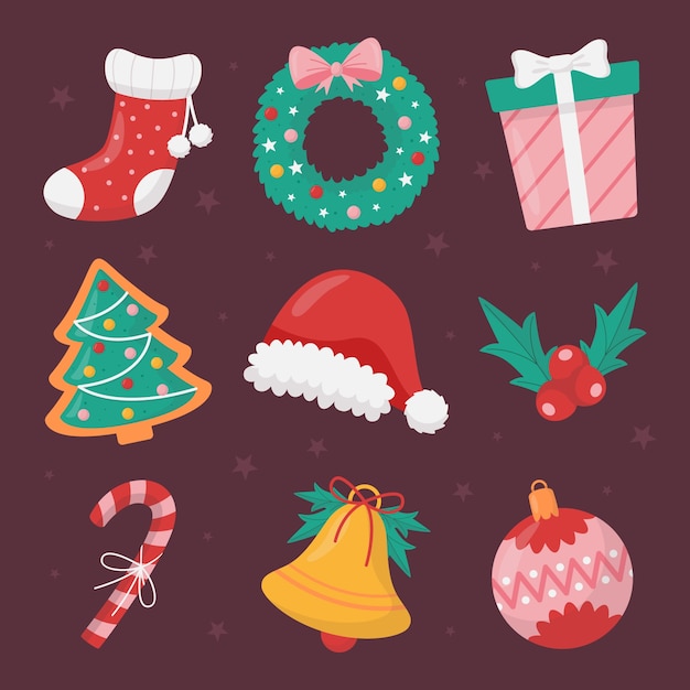 Vector flat christmas elements collection