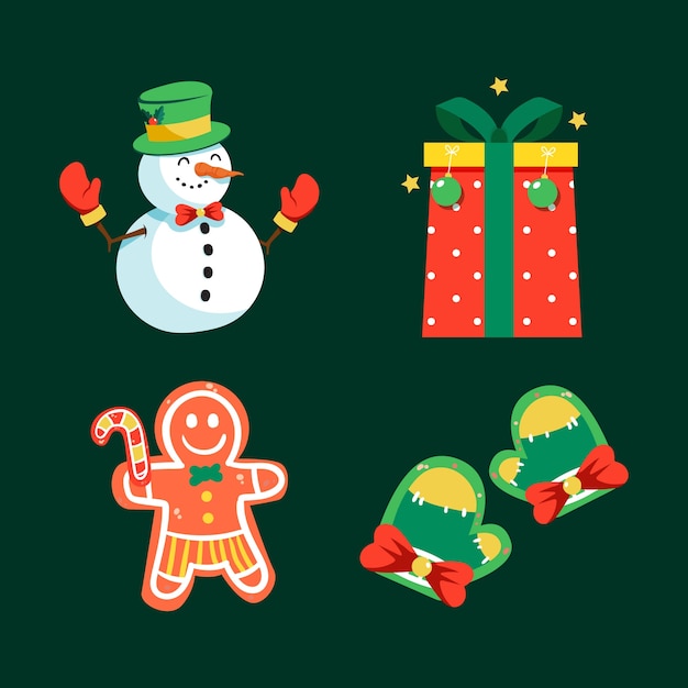 Vector flat christmas elements collection