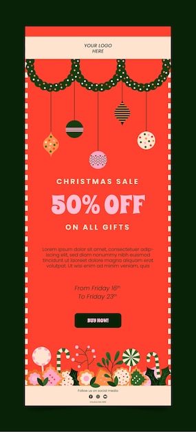 Vector flat christmas email template