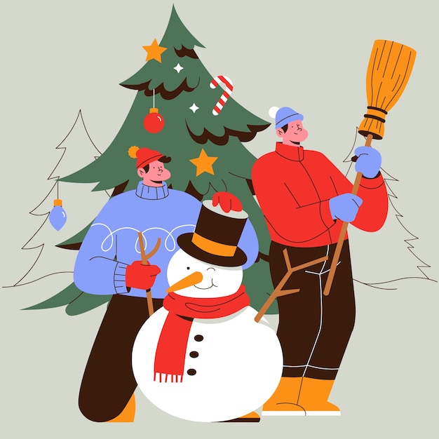 フラットのクリスマスイラスト