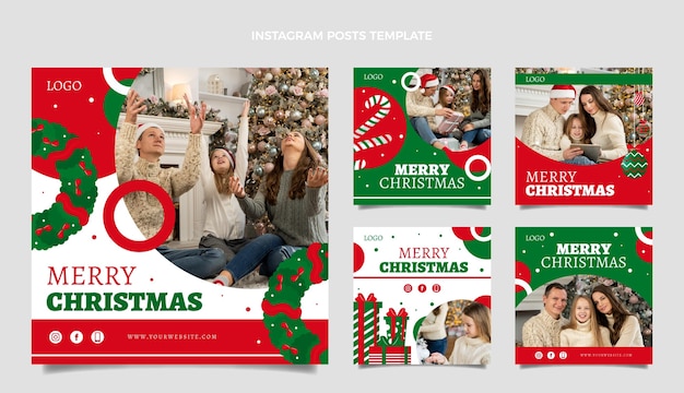 Vector flat christmas instagram posts collection