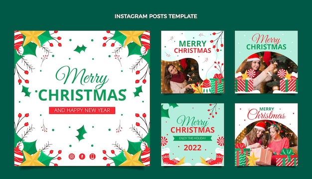 Flat christmas instagram posts collection