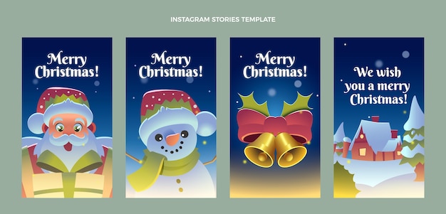 Vector flat christmas instagram stories collection