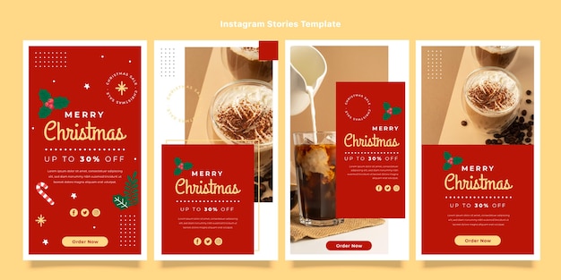 Vector flat christmas instagram stories collection