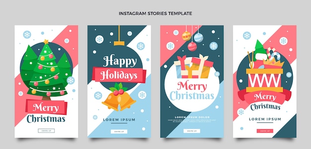 Flat christmas instagram stories collection