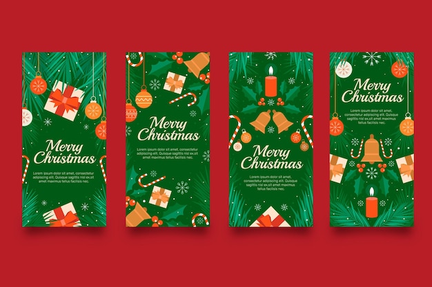 Vector flat christmas instagram stories collection