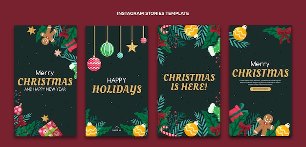 Flat christmas instagram stories collection