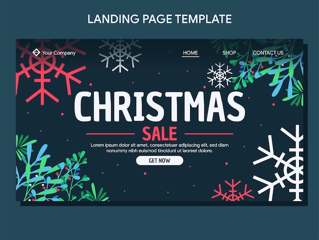 flat christmas landing page banner template