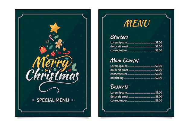 Flat christmas menu template