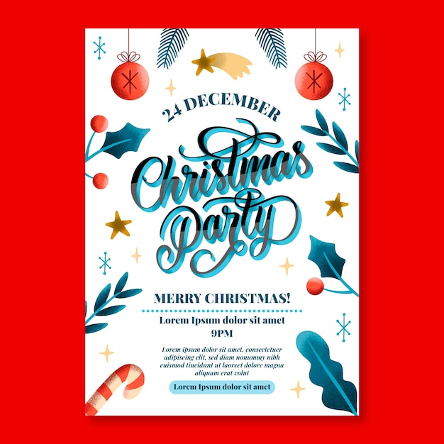 Flat christmas party poster template