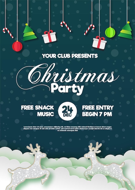 flat christmas party poster template
