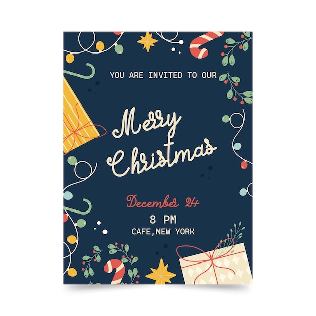 Flat christmas party poster template
