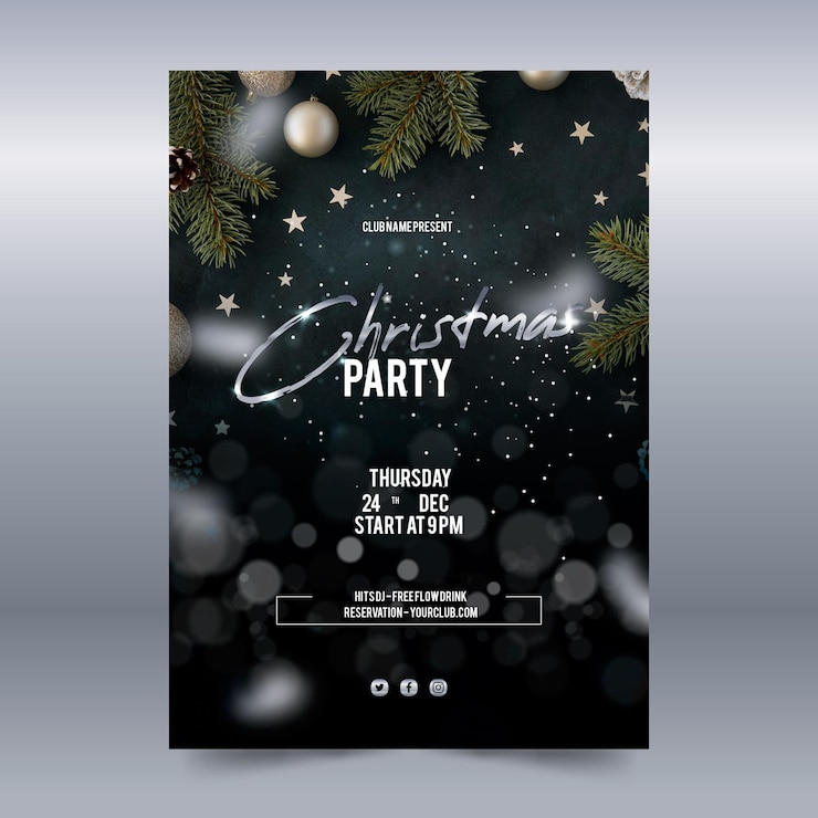 Vector flat christmas party template