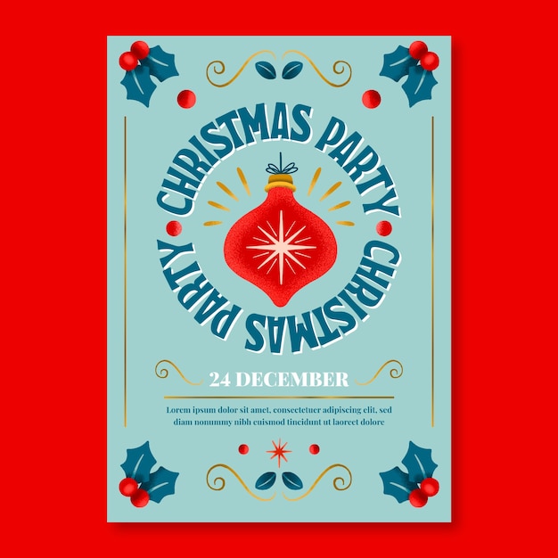 Flat christmas party vertical poster template