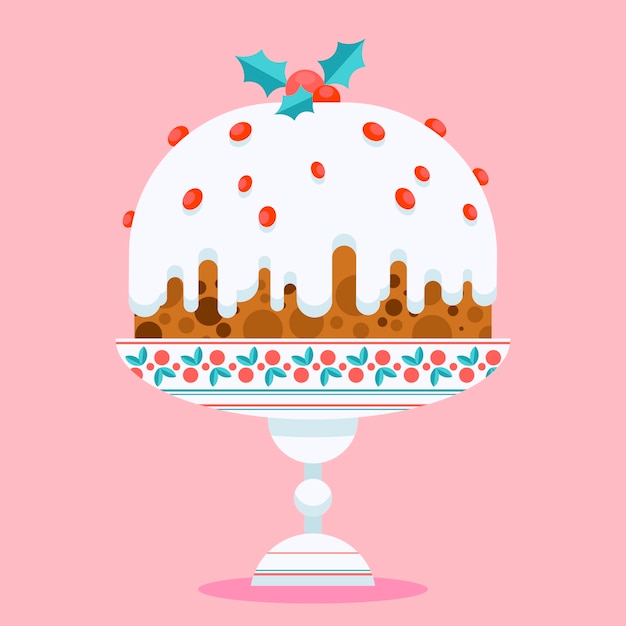 Vector flat christmas pudding illustration