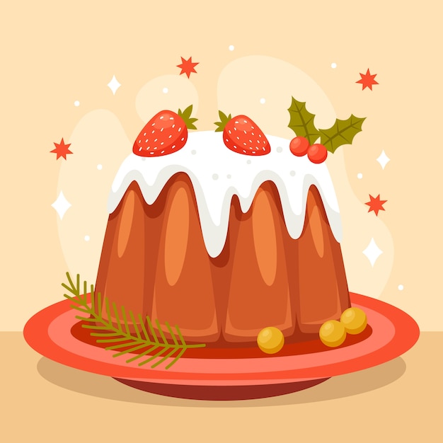 Vector flat christmas pudding illustration