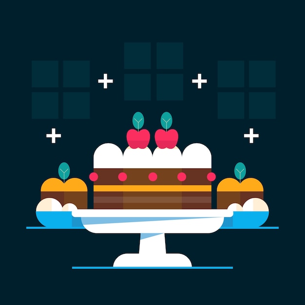 flat christmas pudding illustration
