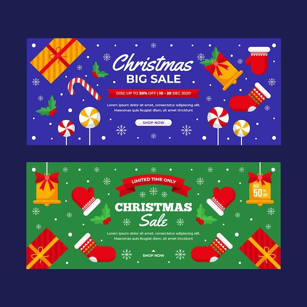 Flat christmas sale banners