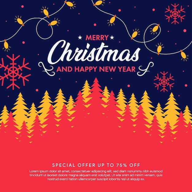 flat christmas sale social media template