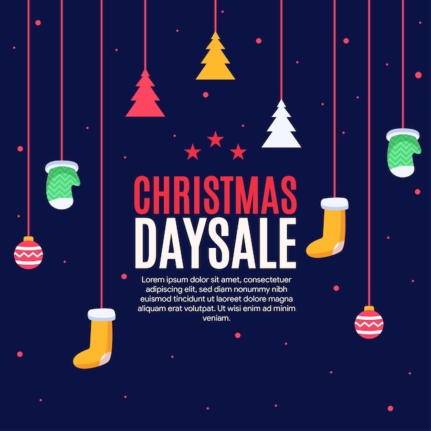 flat christmas sale social media template