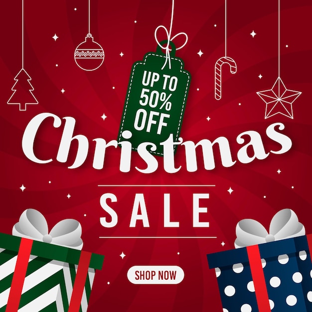 Flat christmas sale with presents