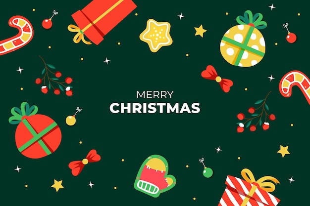 フラット クリスマス シーズンのお祝いの背景