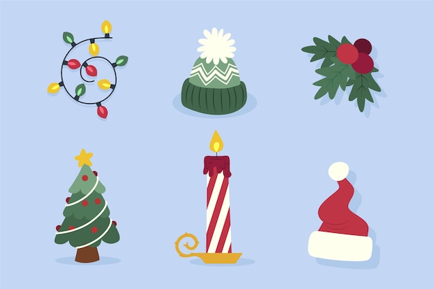 Vector flat christmas season elements collection