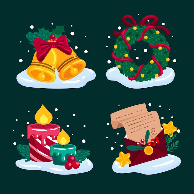 Vector flat christmas season elements collection