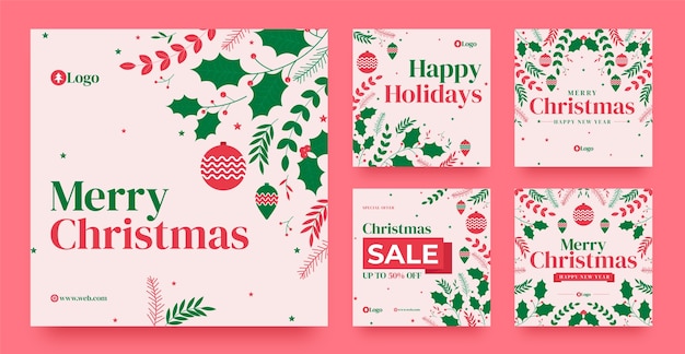 flat christmas season instagram posts collection