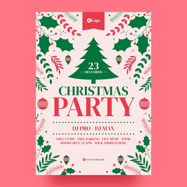 Vector flat christmas season vertical poster template