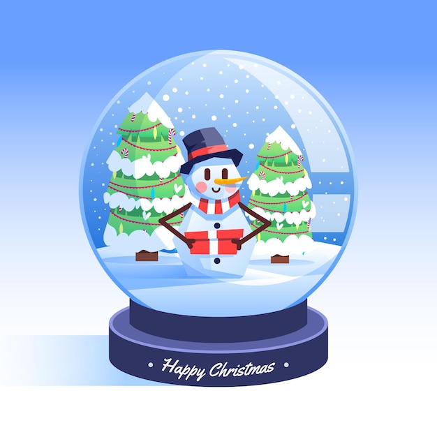 Flat christmas snowball globe