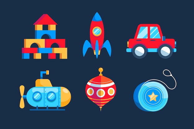 Vector flat christmas toys collection