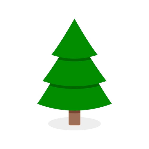 Flat christmas tree isolated on white