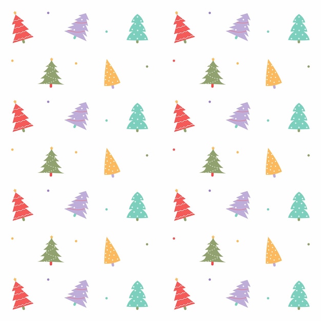 Flat Christmas Trees Pattern Seamless Background Illustration