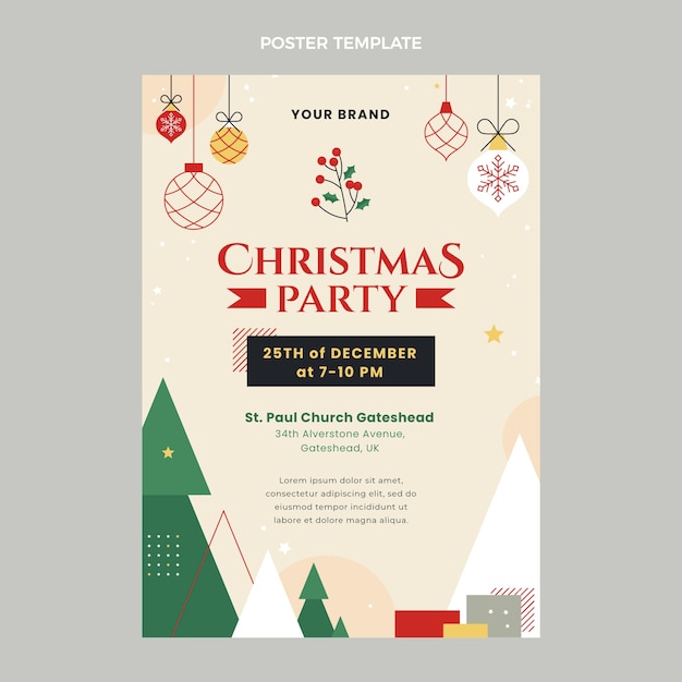 Vector flat christmas vertical poster template