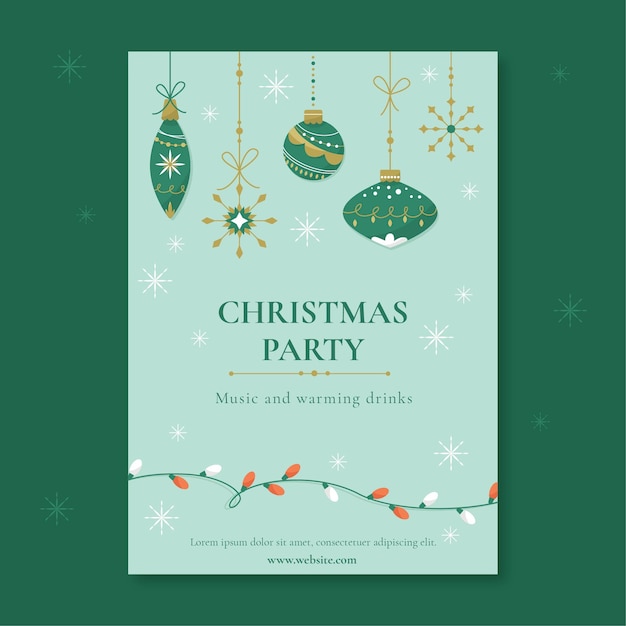 Flat christmas vertical poster template