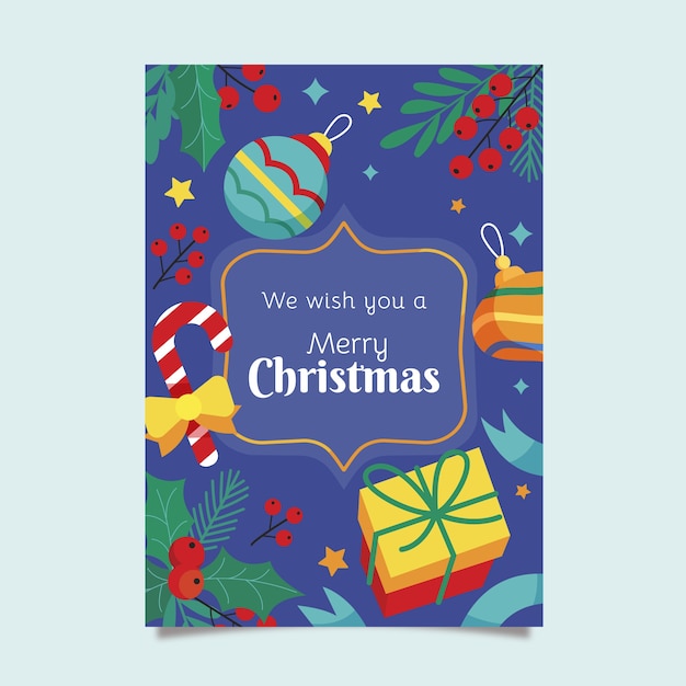 Vector flat christmas vertical poster template