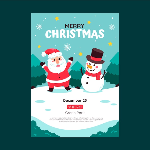 Vector flat christmas vertical poster template