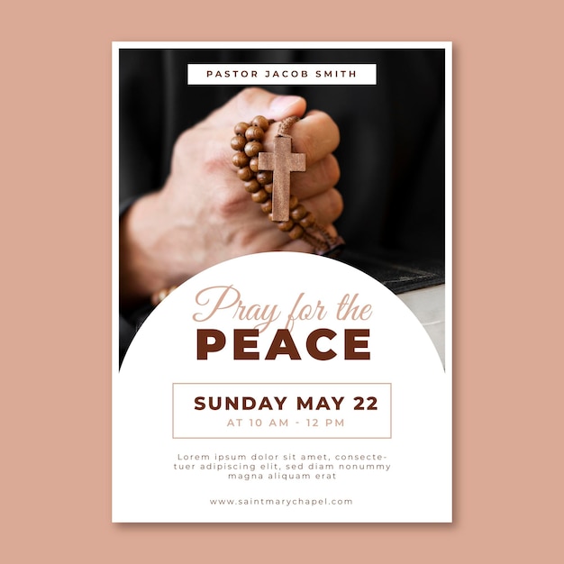 Vector flat church flyer with photo