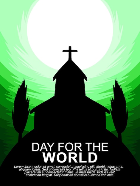 世界のイラストのためのフラット教会の祈り