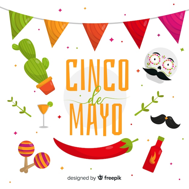 Vector flat cinco de mayo background