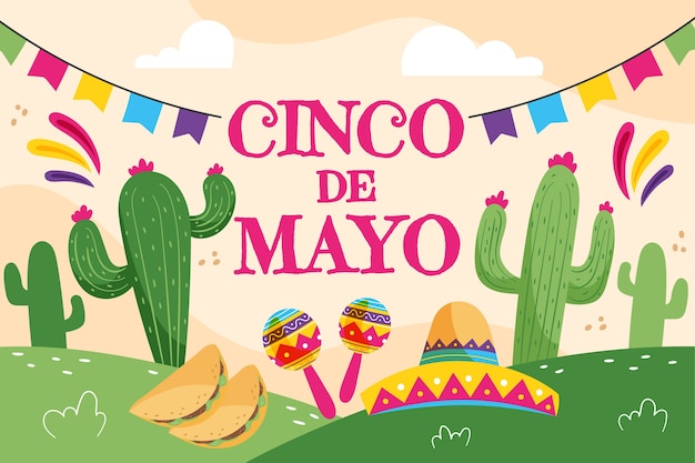 flat cinco de mayo background