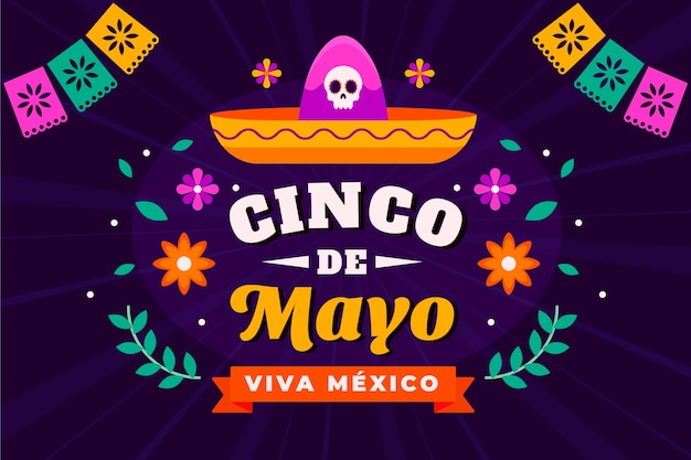 Vettore sfondo piatto cinco de mayo