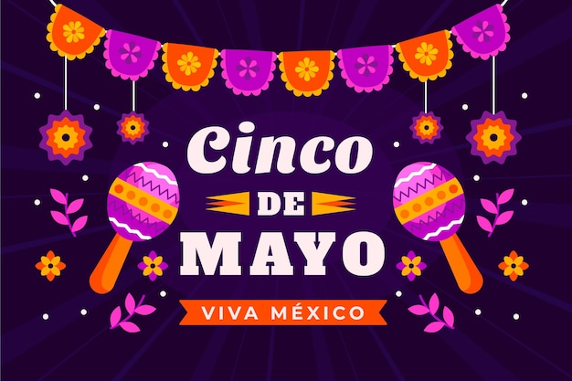 Vettore sfondo piatto cinco de mayo