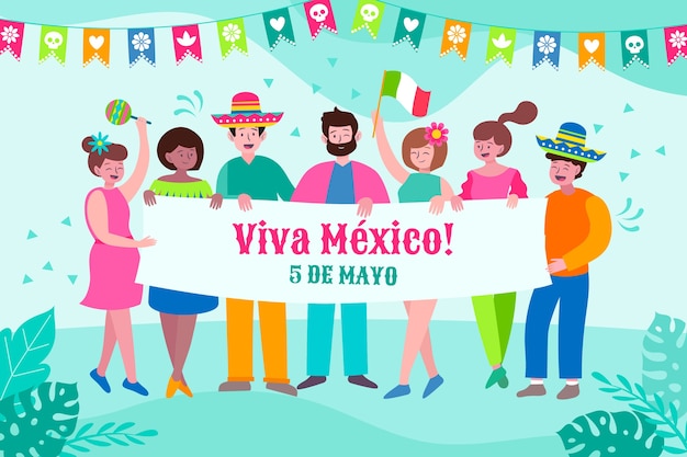 Vettore sfondo piatto cinco de mayo