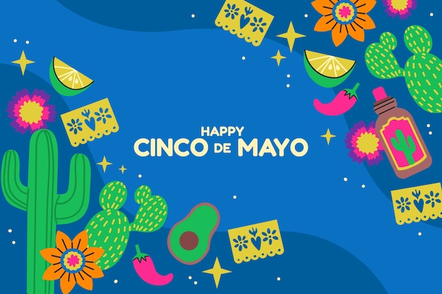 Vettore sfondo piatto cinco de mayo